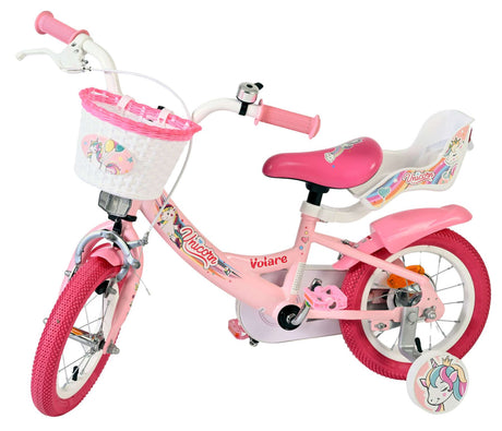 Volare Einhorn Kinderfahrrad - Mädchen - 12 Zoll - Rosa