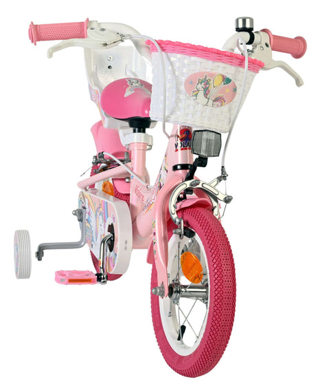Volare Einhorn Kinderfahrrad – Mädchen – 12 Zoll – Pink – zwei Handbremsen