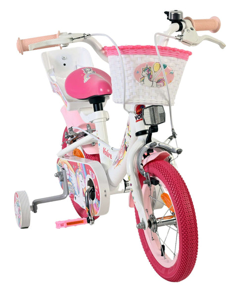 Volare Einhorn Kinderfahrrad – Mädchen – 12 Zoll – weiß – zwei Handbremsen