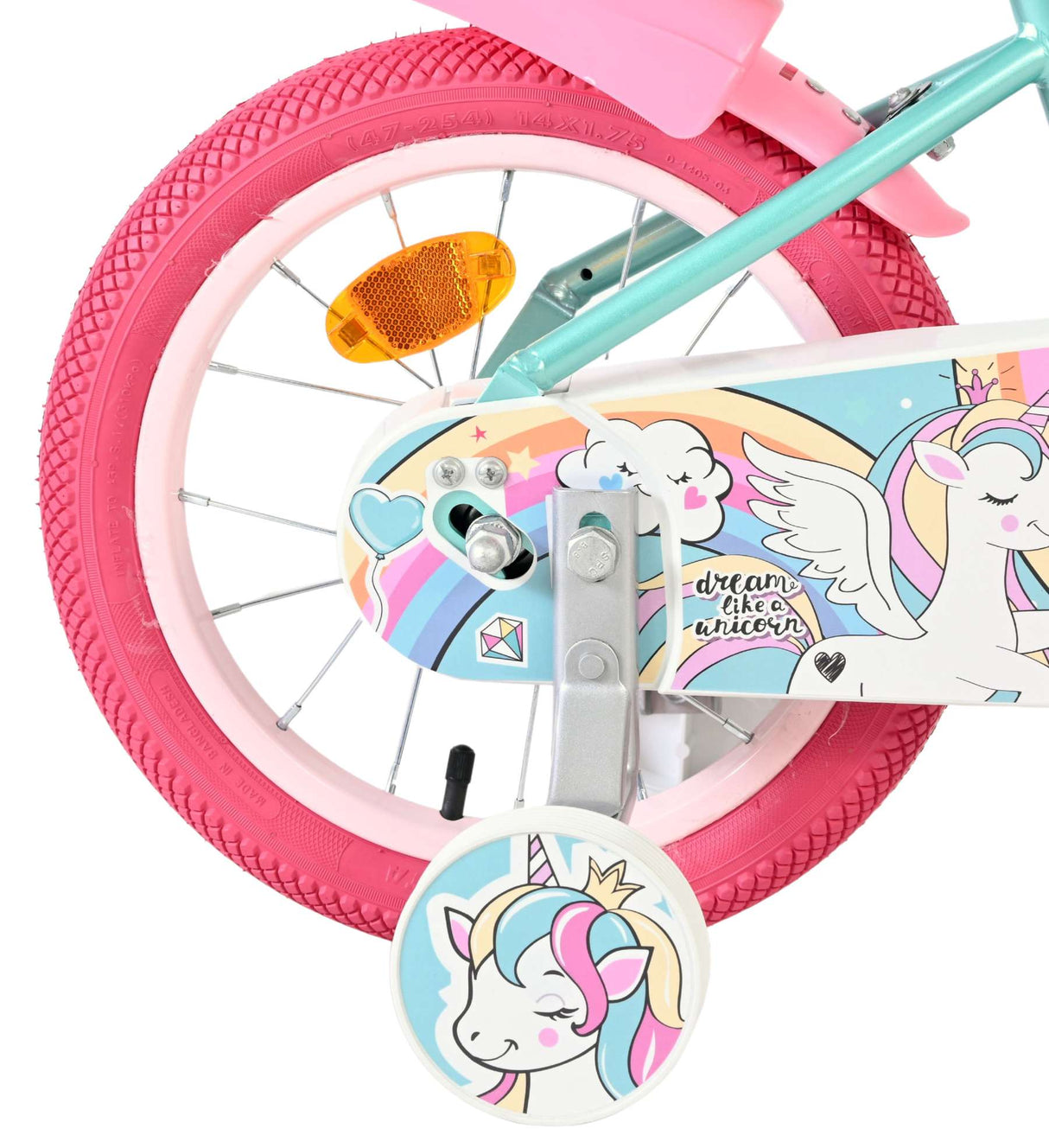 Volare Einhorn Kinderfahrrad - Mädchen - 14 Zoll - Grün
