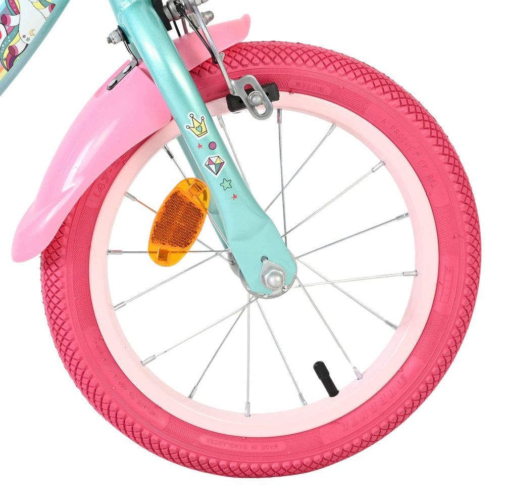 Volare Einhorn Kinderfahrrad - Mädchen - 14 Zoll - Grün