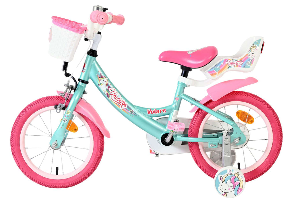 Volare Einhorn Kinderfahrrad - Mädchen - 14 Zoll - Grün