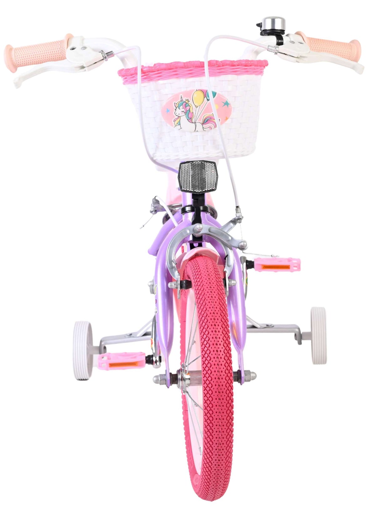 Volare Einhorn Kinderfahrrad – Mädchen – 14 Zoll – Lila – zwei Handbremsen
