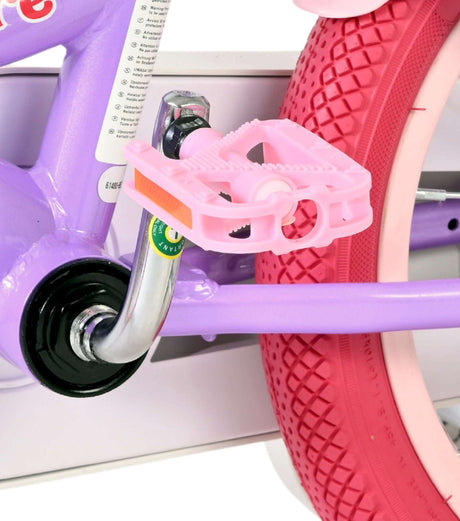 Volare Einhorn Kinderfahrrad – Mädchen – 14 Zoll – Lila – zwei Handbremsen