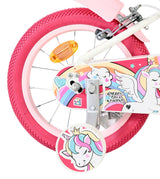 Volare unicorn kinderfiets - meisjes - 14 inch - wit - twee handremmen