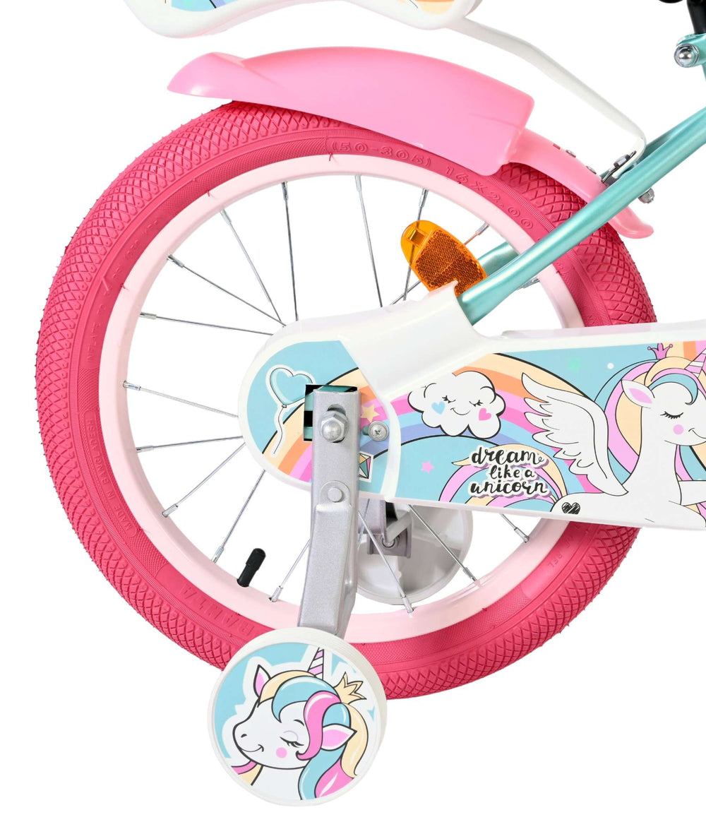 Volare Einhorn Kinderfahrrad - Mädchen - 16 Zoll - Grün