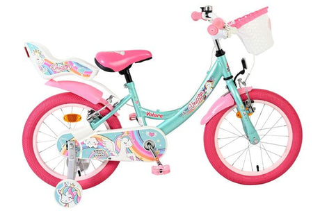 Volare Einhorn Kinderfahrrad – Mädchen – 16 Zoll – Grün – zwei Handbremsen
