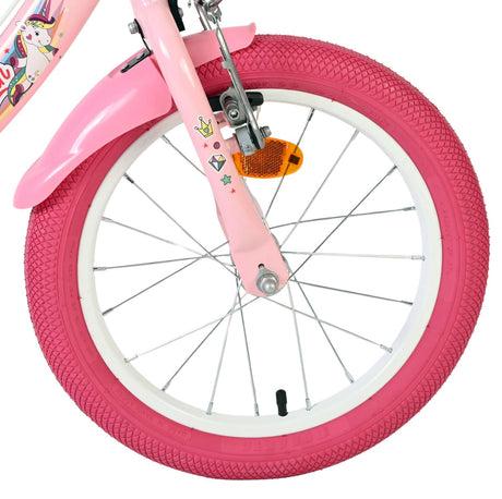 Volare Einhorn Kinderfahrrad – Mädchen – 16 Zoll – Pink – zwei Handbremsen