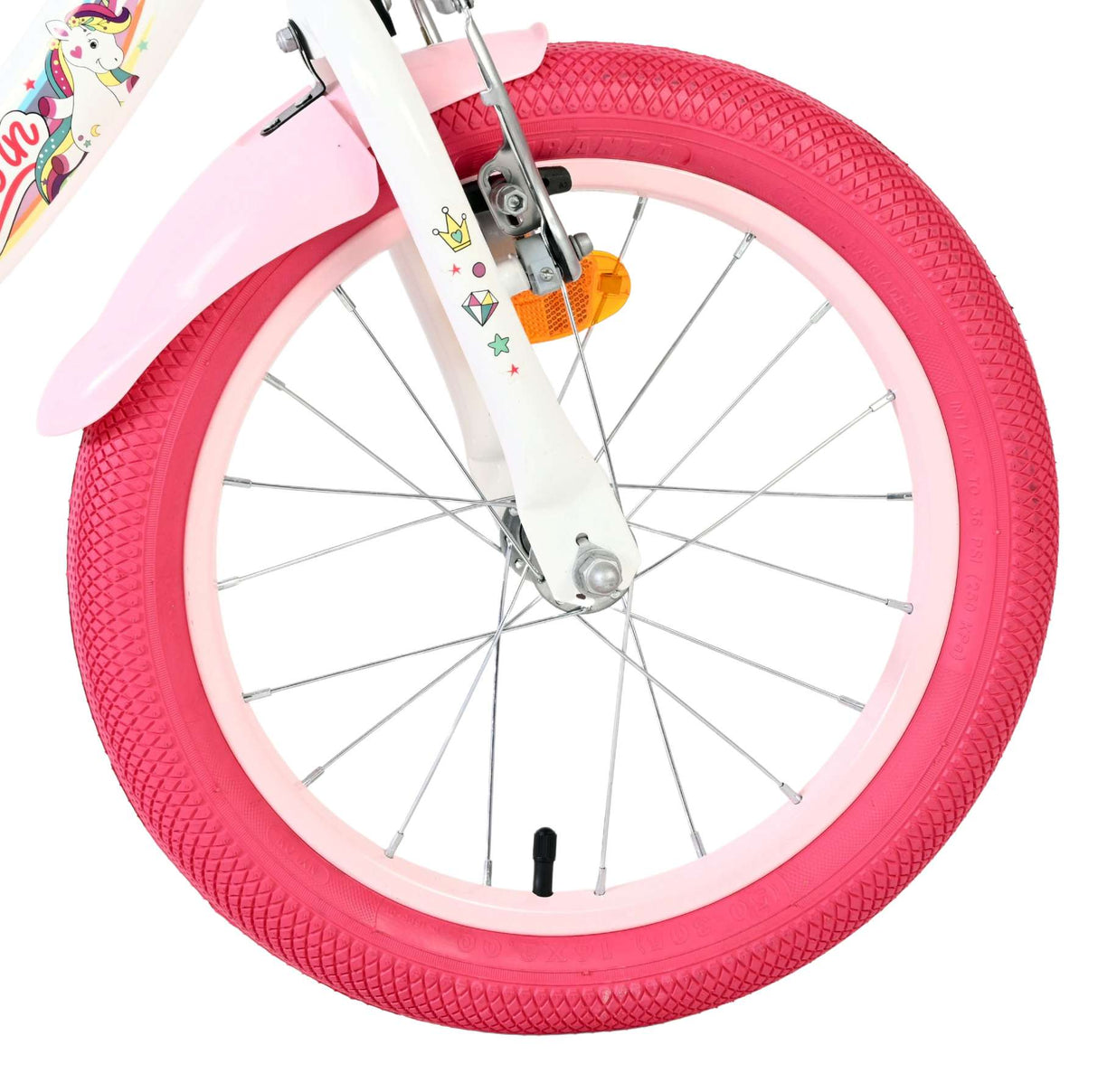Volare Einhorn Kinderfahrrad - Mädchen - 16 Zoll - Weiß