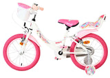 Volare unicorn kinderfiets - meisjes - 16 inch - wit - twee handremmen