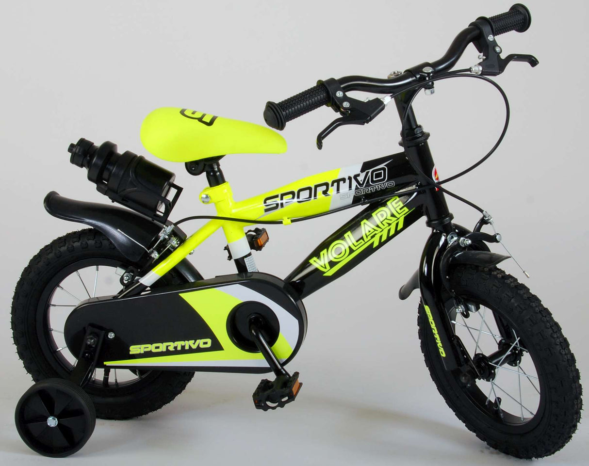 Volare Sportivo Kinderbike Jungen 12 Zoll Neon Geel Black zwei Handbremsen 95% versammelte
