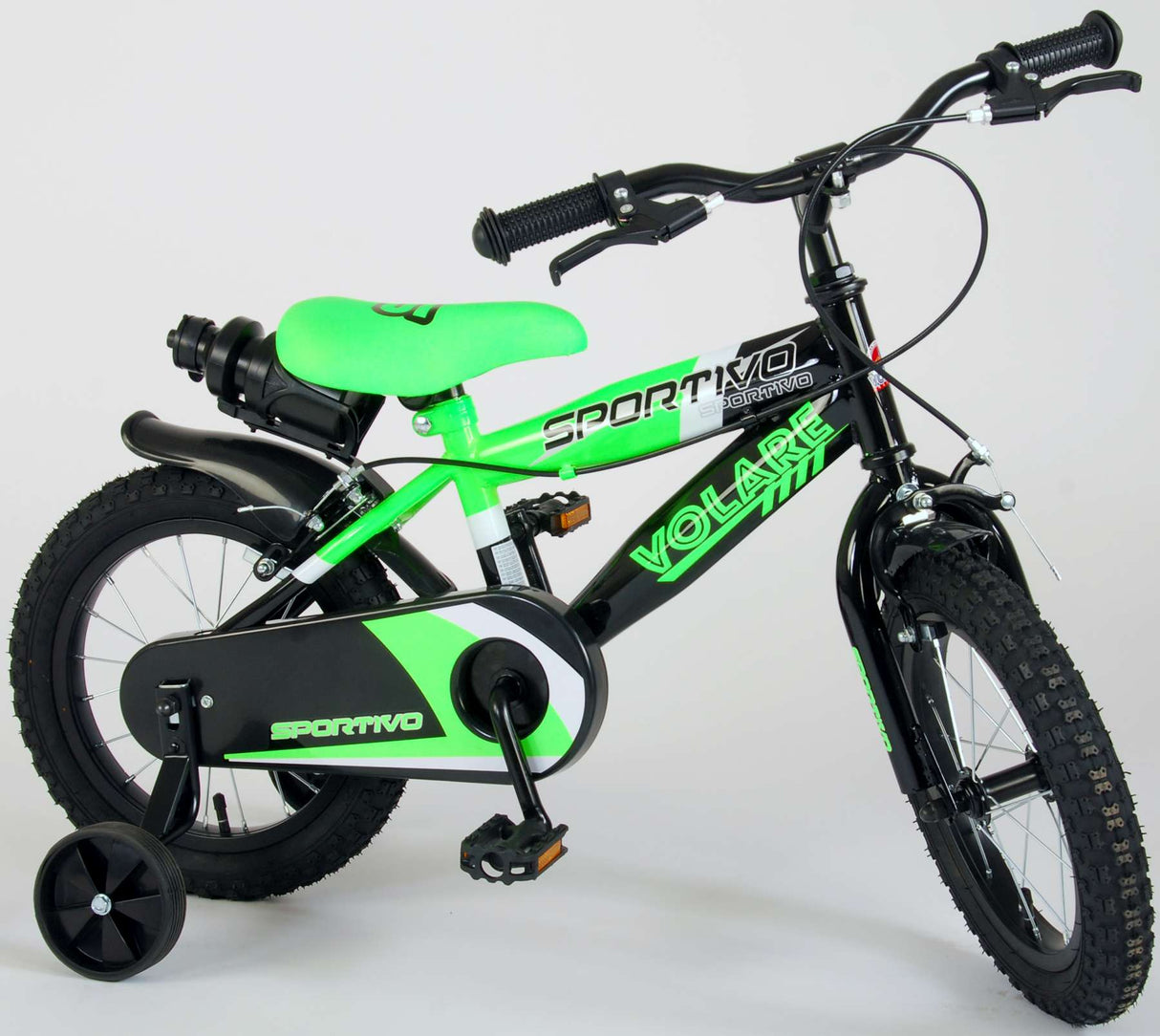 Volare Sportivo Kinderbike Jungen 14 Zoll neongrün schwarzer zwei Handbremsen zu 95% versammelten