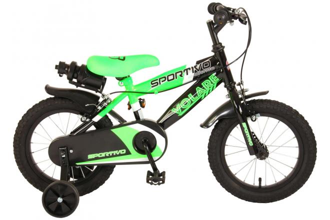 Volare Sportivo Kinderbike Jungen 14 Zoll neongrün schwarzer zwei Handbremsen zu 95% versammelten