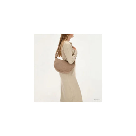 Beagles flauschige Teddy-Mondtasche Umhängetasche 34x21x8cm Lugo Taupe