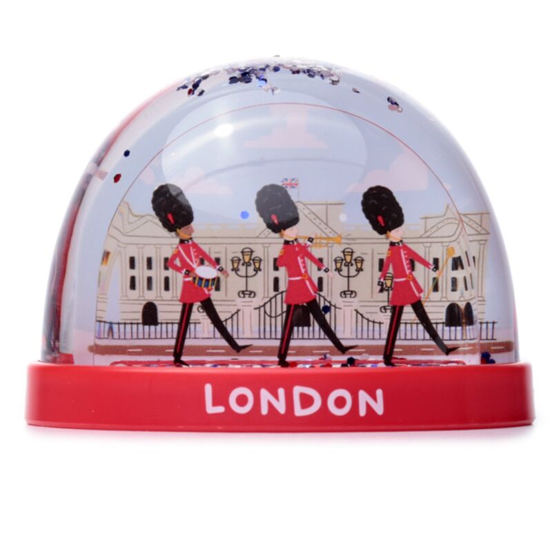 Londoner Souvenir-Schneekugel mit königlicher Garde auf Parade, mittelgroß, glitzernd