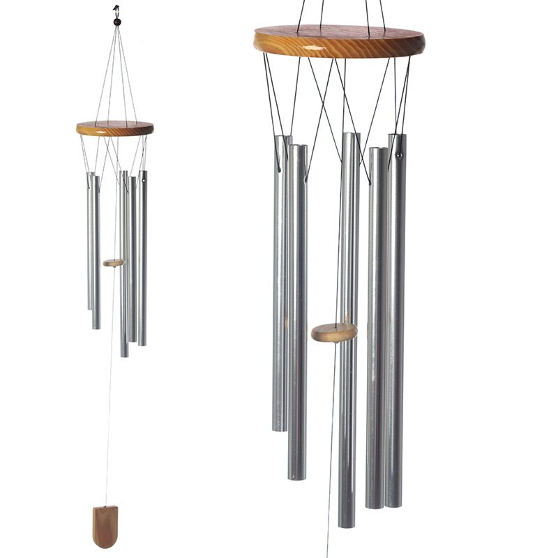 Windspiel aus Holz mit Metallrohren, 88 cm