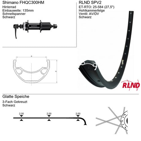 Roland achterwiel 27.5 25-584 zwart centerlock cassette rlnd spv2