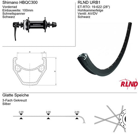 Roland voorwiel 28 inch 21-622 zwart rvs schijfrem centerlock rlnd urb1