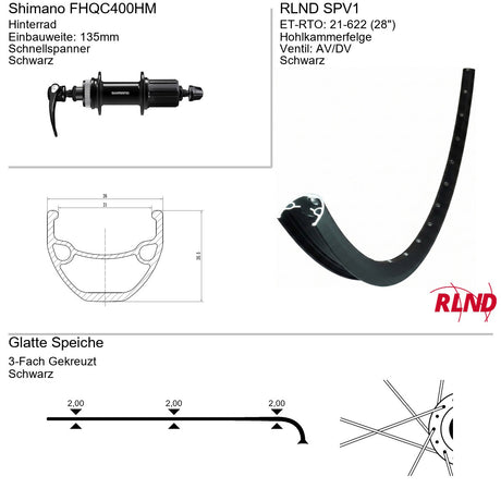 Roland achterwiel spv1 28 21-622 32g qr fhqc400hm zw zw