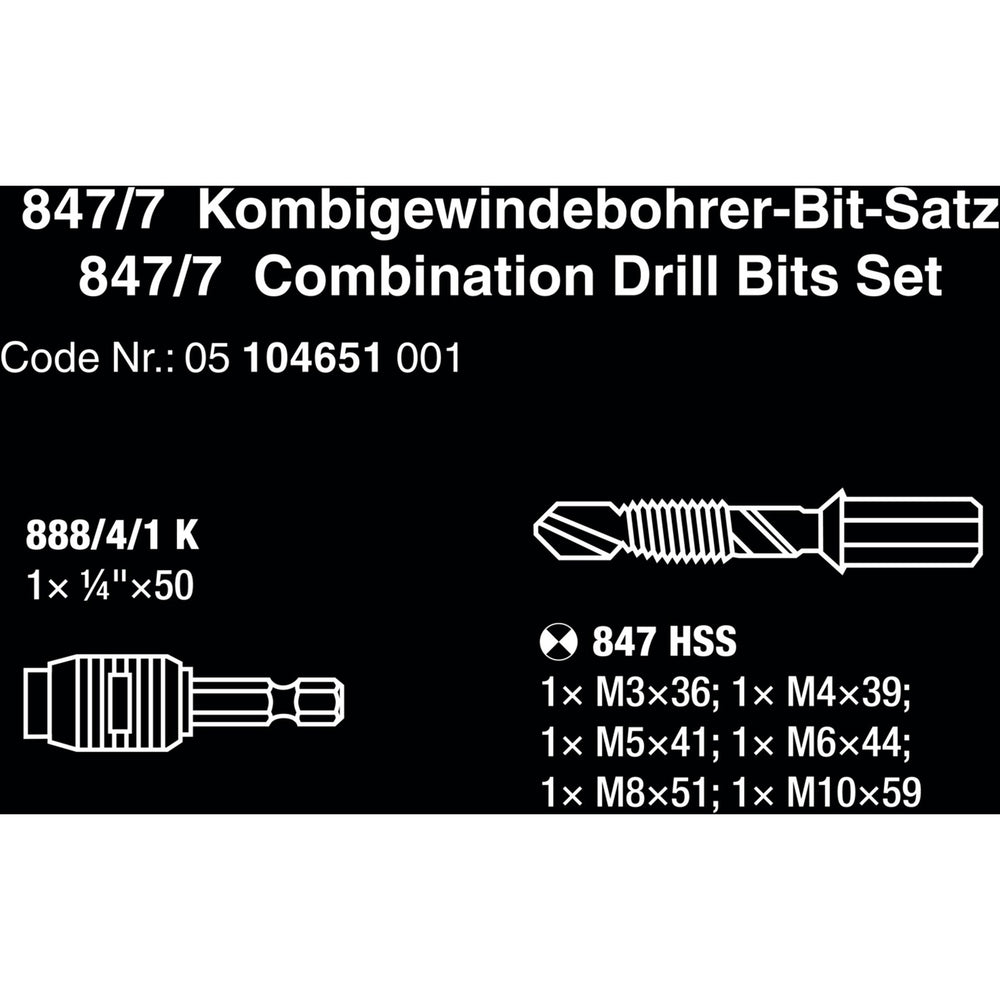Wera 847 7 Combiboor-Bit-Set, 7-Peak