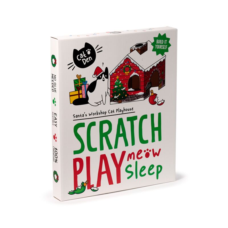 Weihnachtshöhle für Weihnachten, Katzenspielhaus aus 100 % Pappe