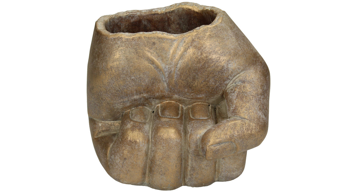 Planter hand concrete gold 14.5x14x13cm