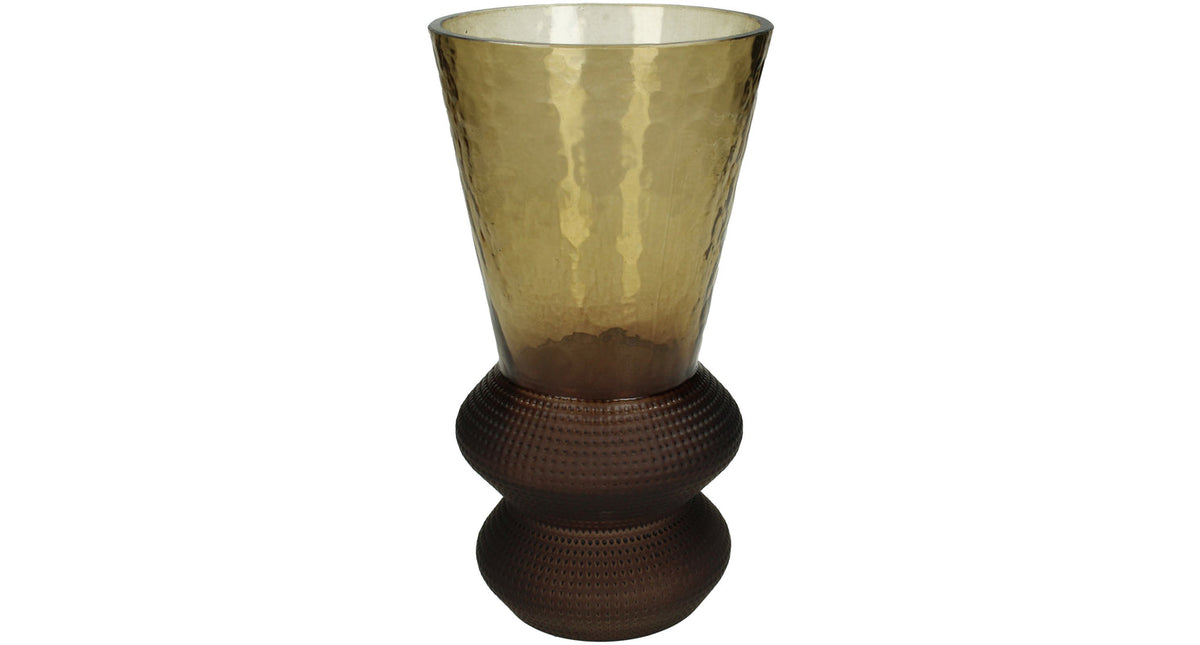 Vase glass brown 12x12x22.5cm