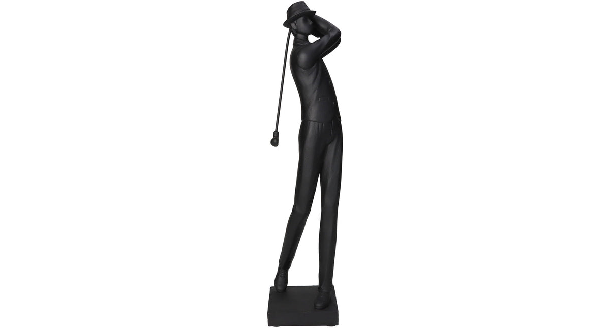 Ornament golf player polyresin black 12x9x39cm