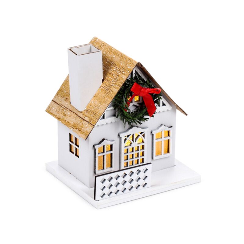 Winterwunderland-Weihnachtskranz-Haus-LED-Dekoration