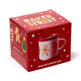 Weihnachts-Baker-Street-Porzellanbecher-Untersetzer-Set