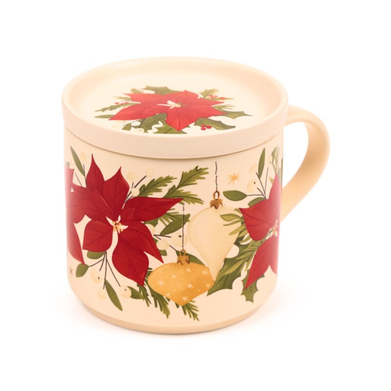 Weihnachts-Botanicals-Porzellanbecher-Untersetzer-Set