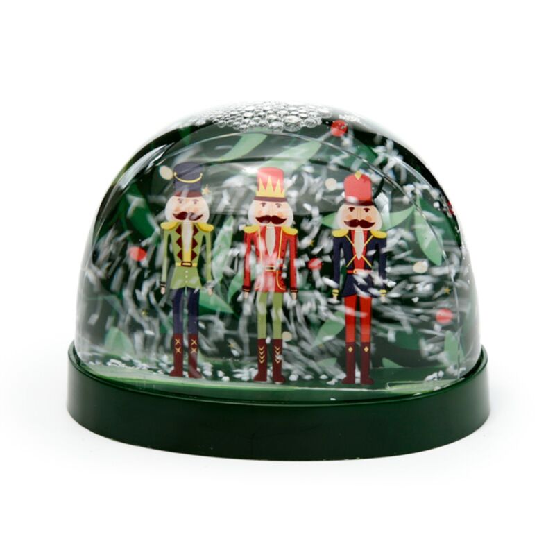 Weihnachts-Nussknacker, große glitzernde Schneekugel