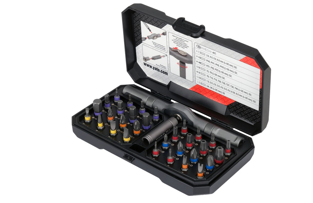 Yato precisie tips met ratel handvat kpl. 33szt.