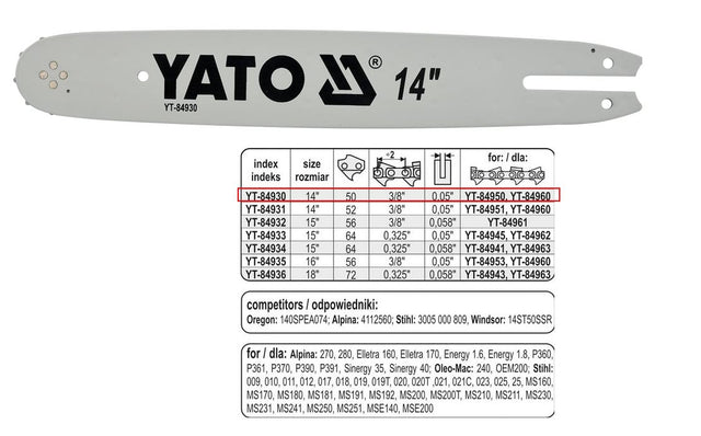 Yato kettinggeleiding 35cm (14 ) 3 8g