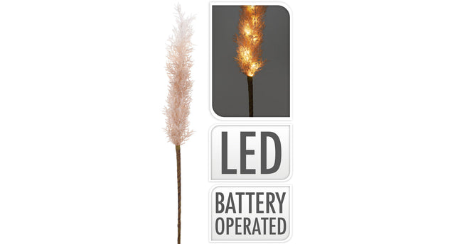 Tak grove pluim met led 118cm beige off white