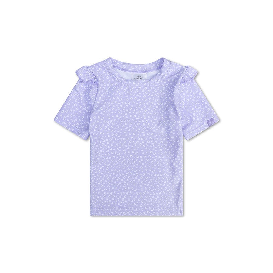 Leopard | Lila UV-Badeshirt mit kurzen Ärmeln