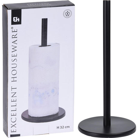 Excellent houseware keukenrolhouder 15x32cm zwart rvs