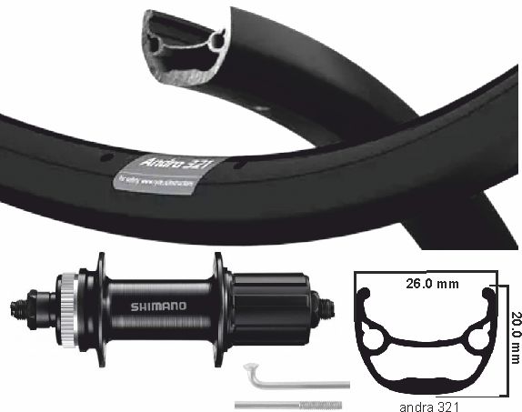 KGS Hinterrad 622 Shimano Zac321 Schwarzer Rand Edelstahlkassette 8 9 10 Geschwindigkeit