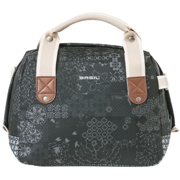 Basil Bohème City Bag - Elegante grüne Hand-, Schulter- und Lenkerbeutel für Frauen, geeignet für Elektrofahrräder und Stadtfahrräder - Schwarz