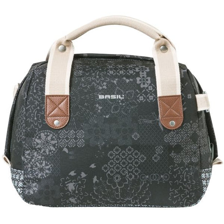 Basil Bohème City Bag - Elegante grüne Hand-, Schulter- und Lenkerbeutel für Frauen, geeignet für Elektrofahrräder und Stadtfahrräder - Schwarz