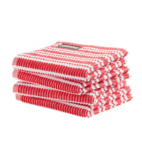 Ddddd Geschirrtuch Classic Clean, Packung mit 4 Stück, 30 x 30 cm, Rot