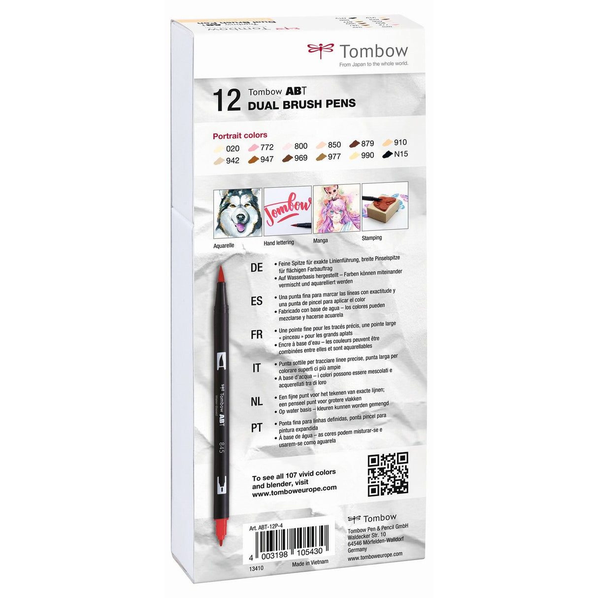 Tombow • Pinselstift, Dual-Pinselstift, 12 Porträtfarben
