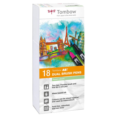 Tombow • Pinselstift und Dual-Pinselstift 18x Pastellfarben