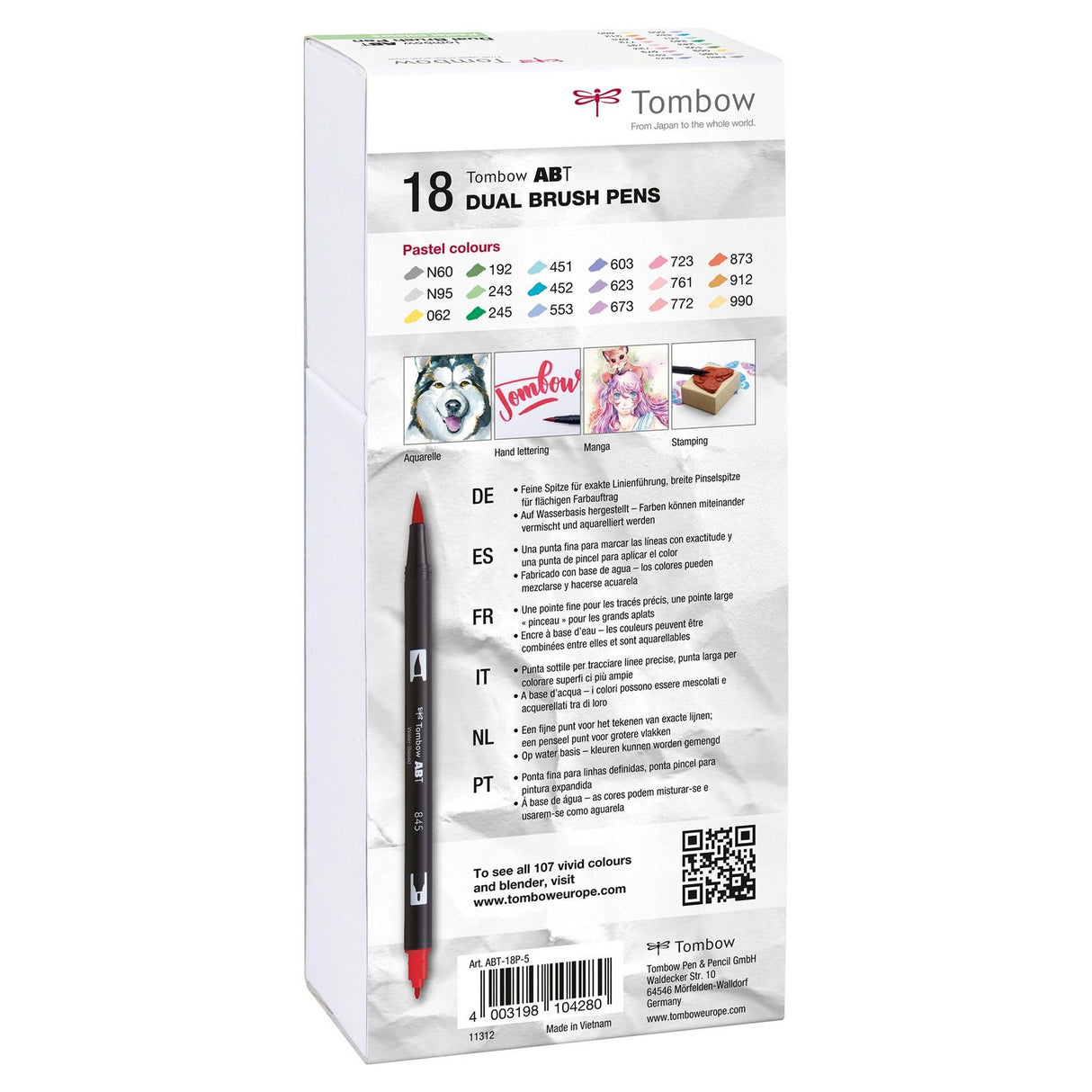 Tombow • Pinselstift und Dual-Pinselstift 18x Pastellfarben