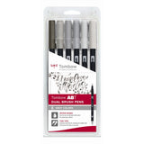 Tombow • Pinselstift und Dual-Pinselstift, 6x graue Farben