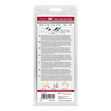 Tombow • Pinselstift und Dual-Pinselstift, 6x graue Farben