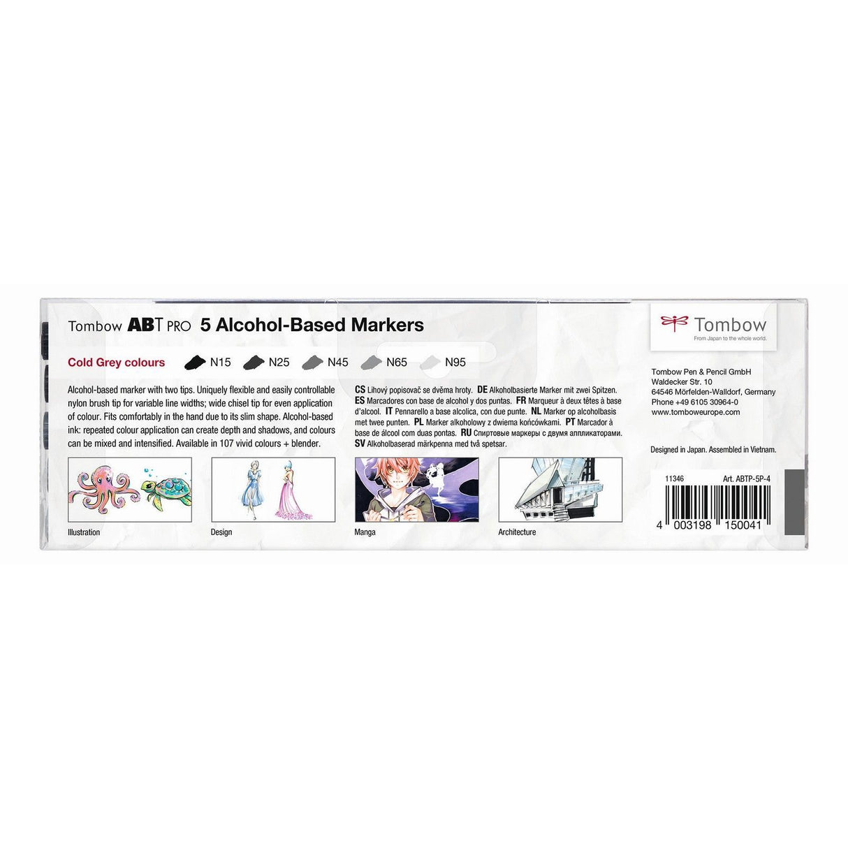 Tombow • Abt Pro Alkoholbasiertes Marker-Set in coolen grauen Farben, 5-tlg