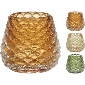 Home styling theelichthouder glas 6,5cm 3ass