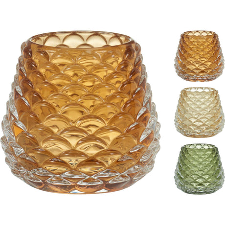 Home styling theelichthouder glas 6,5cm 3ass
