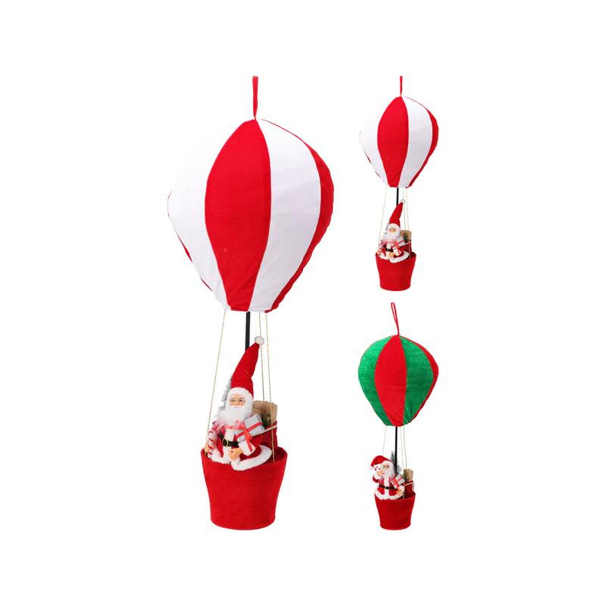 Heißluftballon mit Weihnachtsmann XL H97cm Samt